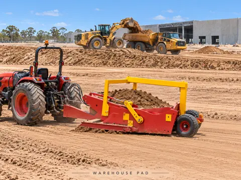 Red Scraper Finishes the Warehouse Pad — application concept